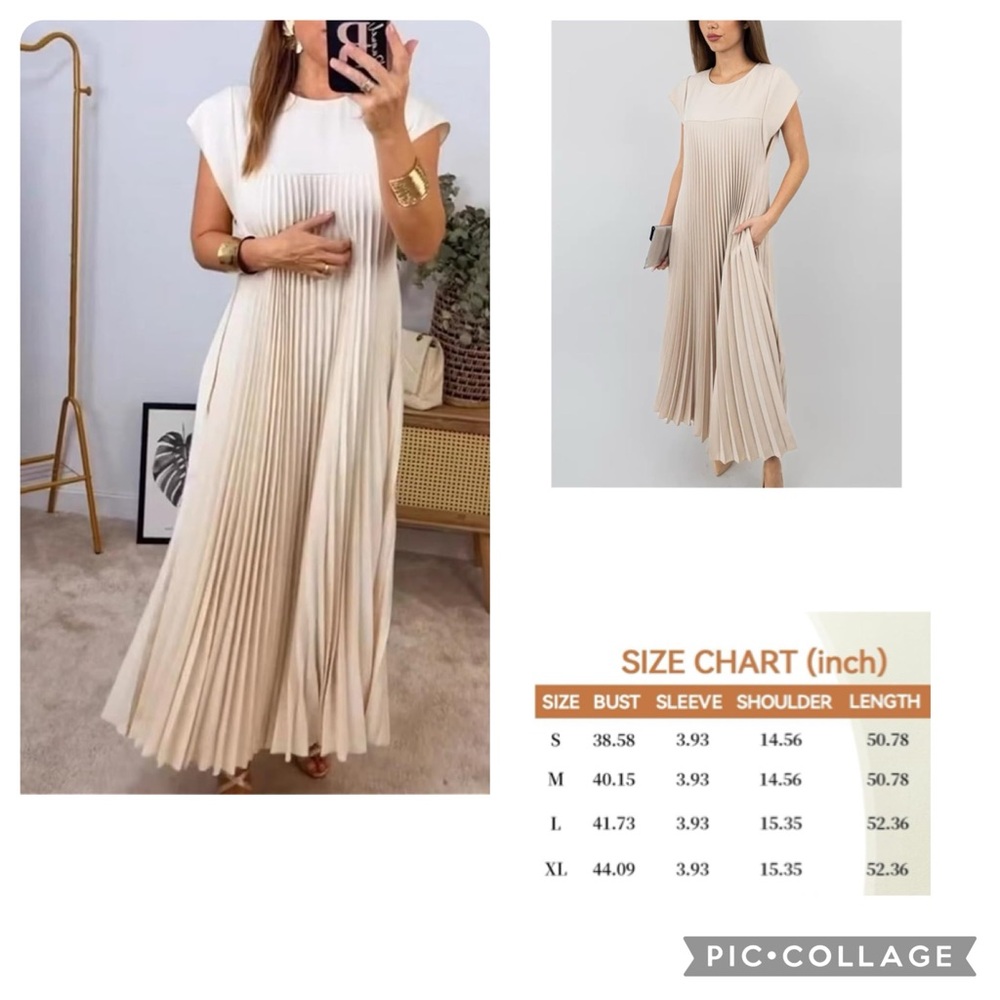 Beautiful beige pleated dress NWOT